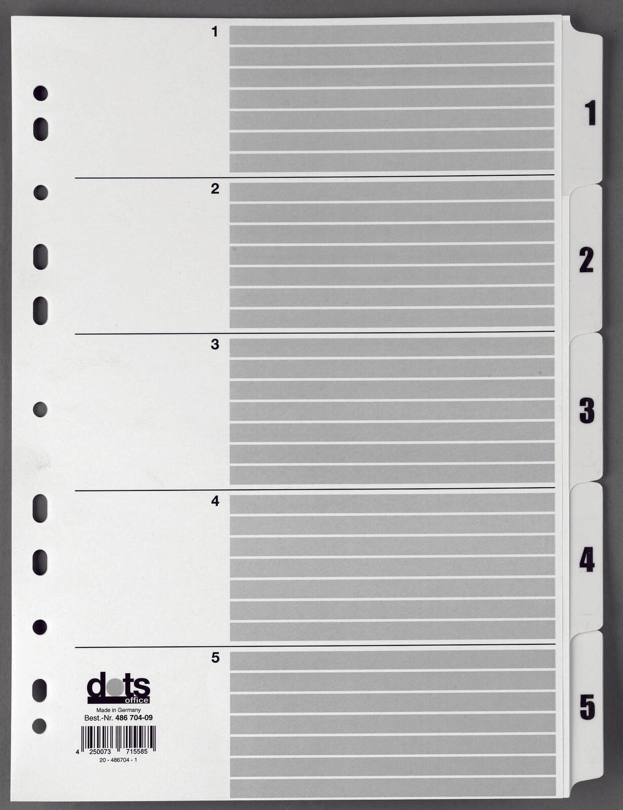 dots Ordnerregister Vollformat 1-5 DIN A4