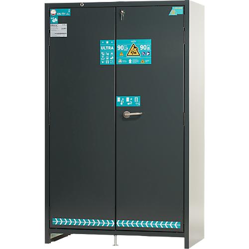 Asecos Lithium-Ionen-Akku-Sicherheitsschrank Typ 90 ION-ULTRA-90, VDMA 24994 Standard, 3 Fachb?den, B 1193 x T 585 x H 1953 mm, Anthrazitgrau
