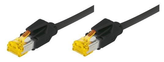 Tecline Patchkabel Cat. 6A (ISO/IEC), S/FTP, halogenfrei, mit Rastnasenschutz, schwarz, 0,3 m