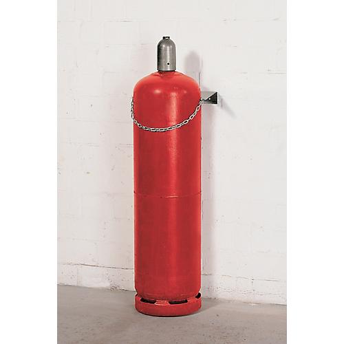 Gasflaschen-Wandhalterung, Stahl, B 375 x T 220 x H 60 mm, 1 Flasche ? 320 mm, mit Kettensicherung
