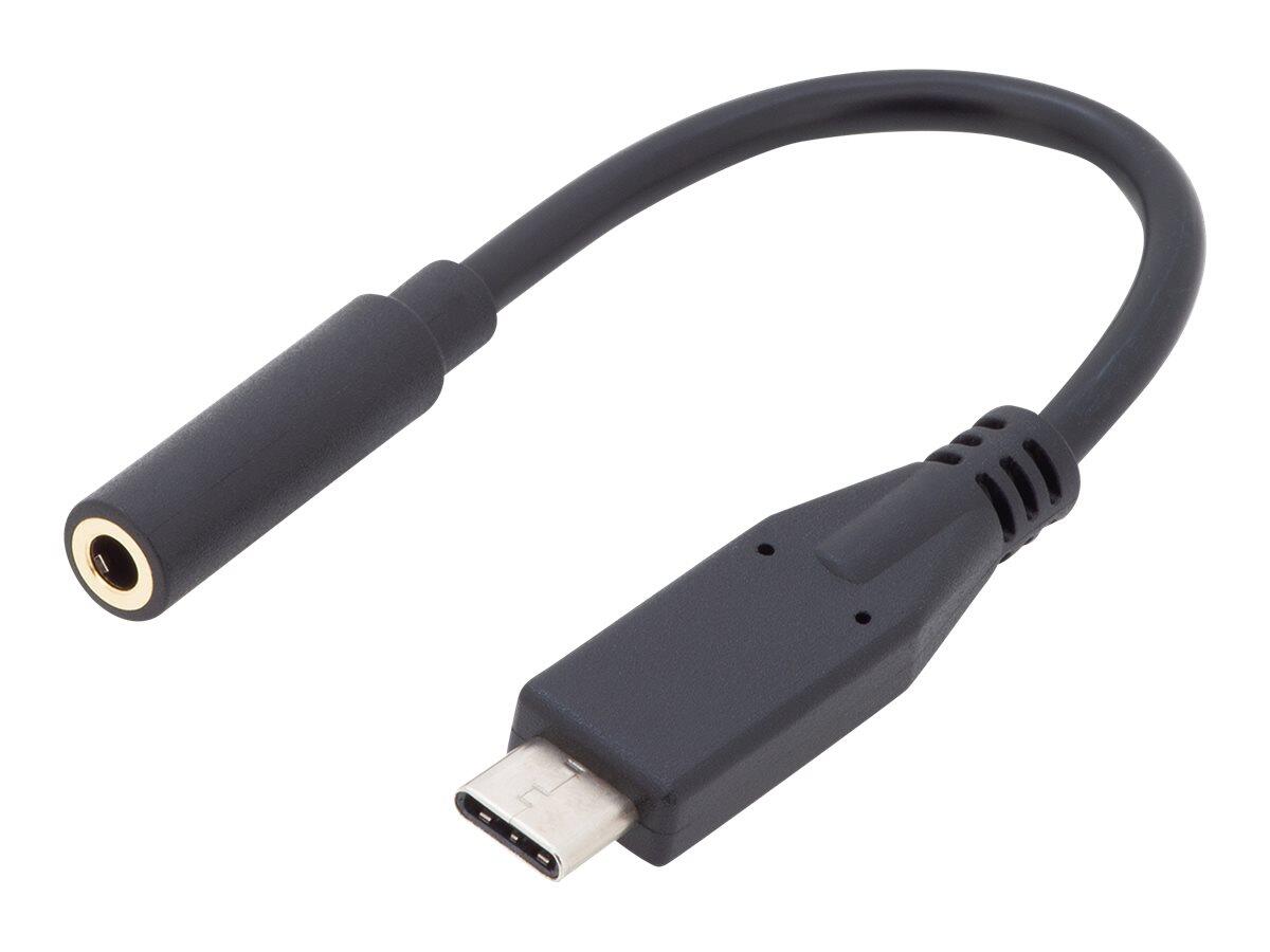 Digitus USB Type-C Audio Adapterkabel, Type-C – 3.5mm St/Bu, 0.2m, Audio in/out, sw