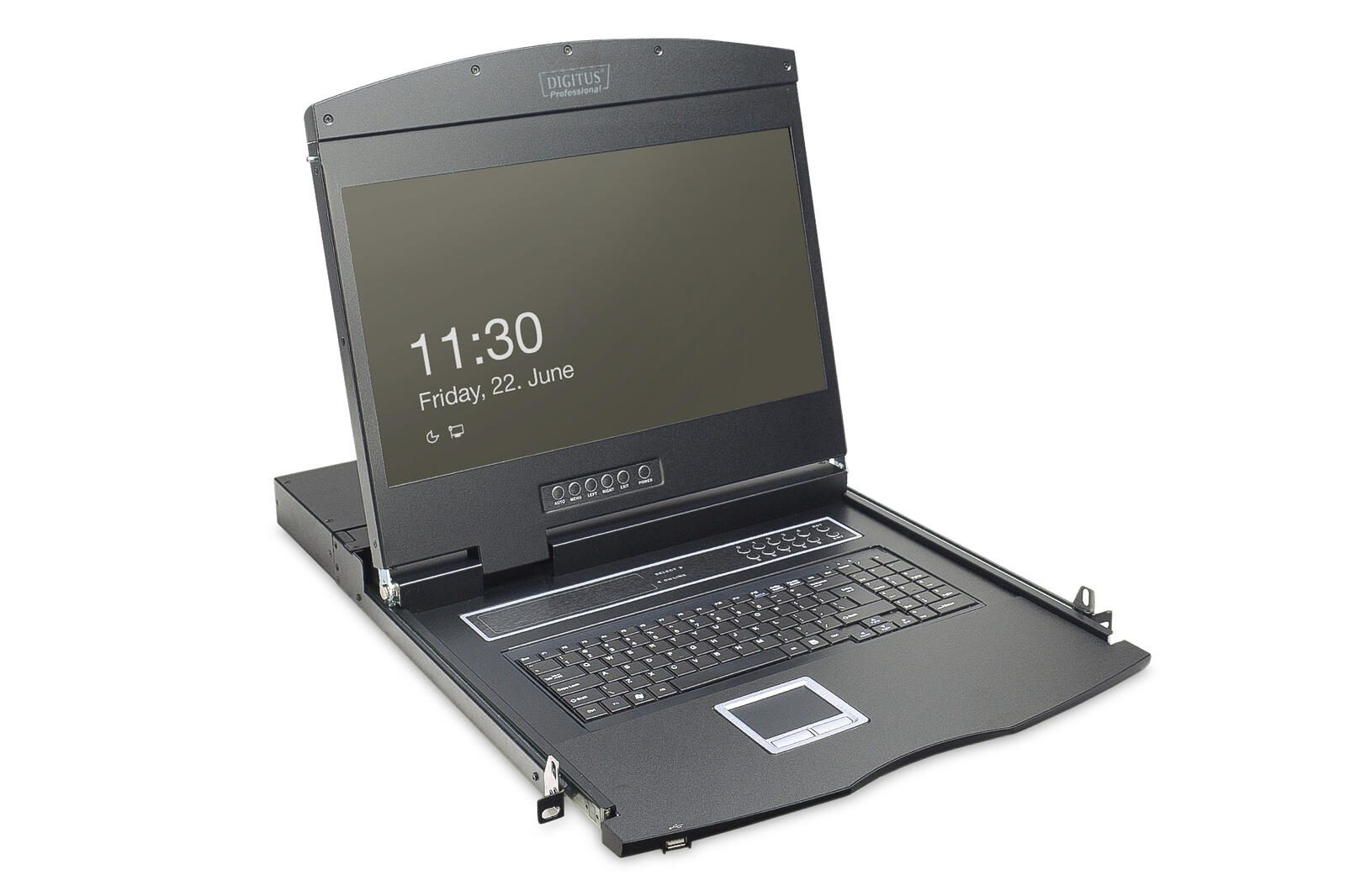 Digitus 19″ LCD KVM Konsole, 8-Port CAT 5, deutsche Tastatur