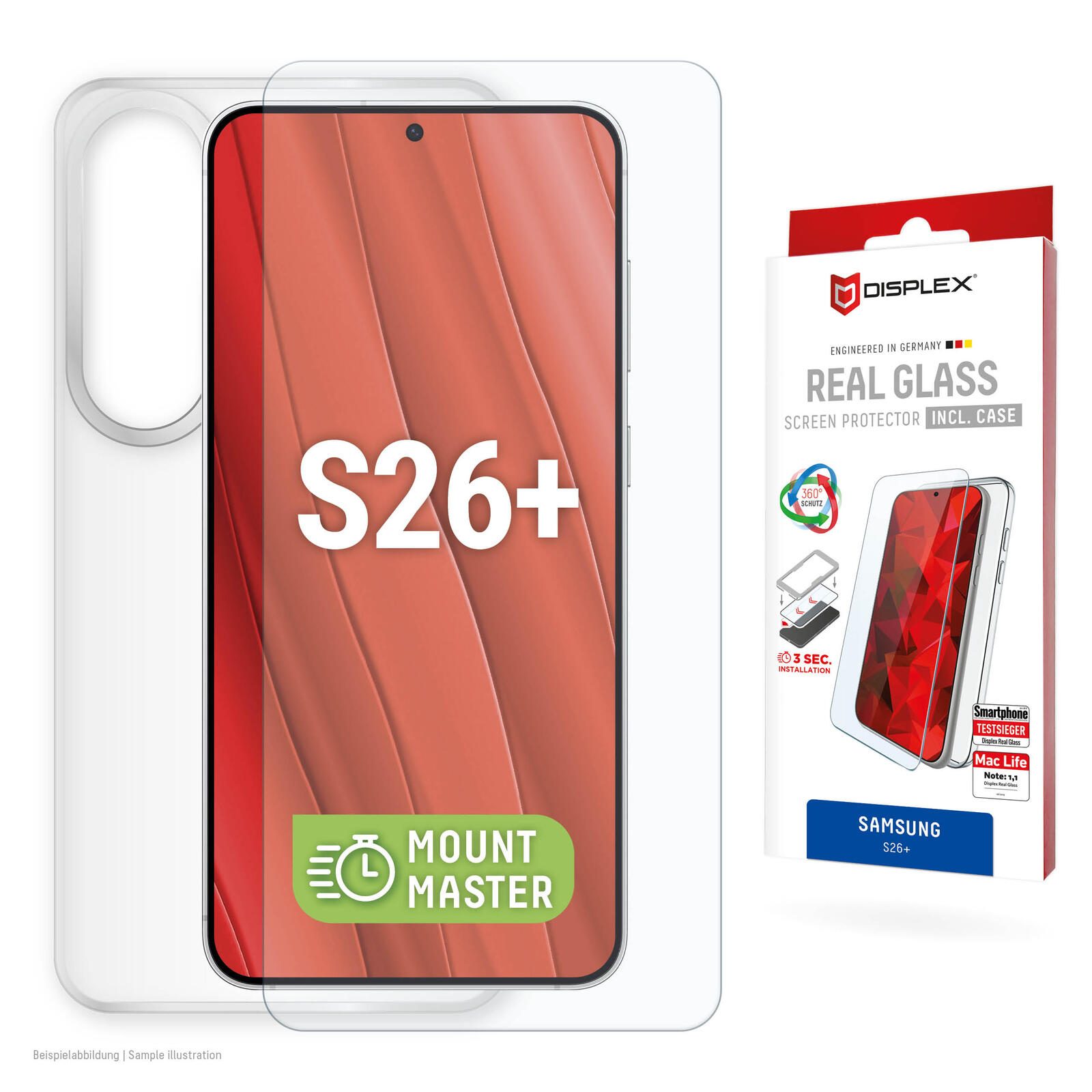 DISPLEX Glas + Schutzhülle für Samsung S26+
