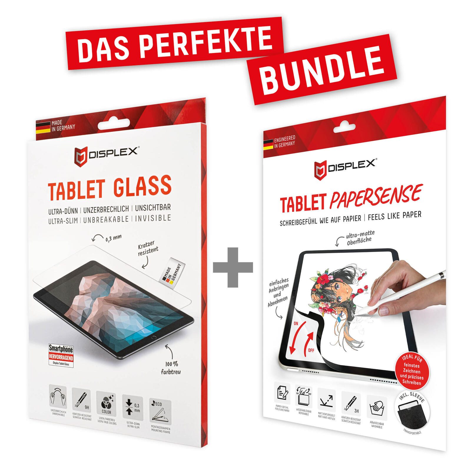 DISPLEX Tablet Glass (9H) & PaperSense Schreib- und Zeichenfolie für iPad 10,9″ (10. Gen) / iPad 11″ (2025) / iPad Air 1