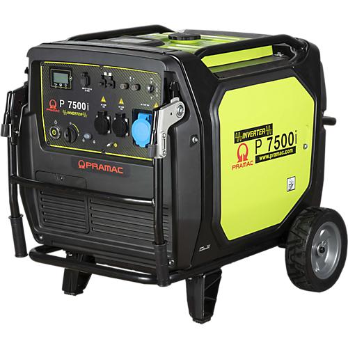 Pramac mobiler Stromerzeuger P 7500 i, Benzinbetrieb, Tankinhalt 18,5 l, 6,5 kW, 230 V, 64 dB, Handstart, 3 Steckdosen
