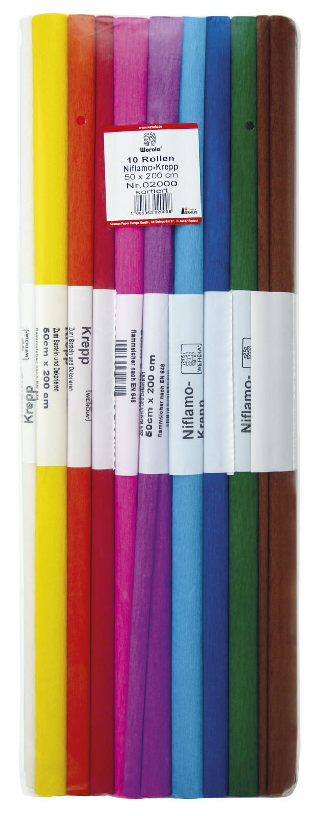 WEROLA Krepppapier Aquarola schwer entflammbar 38 g/m² farbsortiert