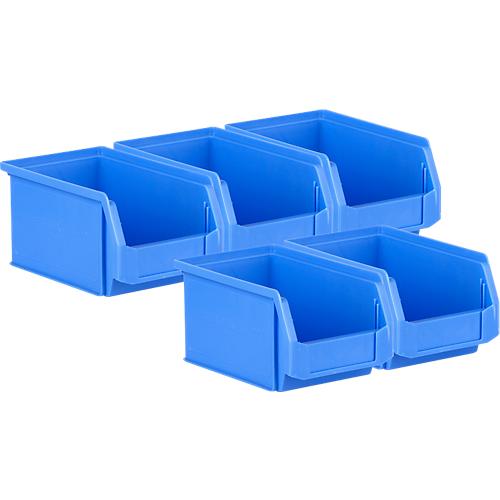 5er-Sparset Sichtlagerk?sten SSI Sch?fer Serie PROFI LF221, PP, L 234 x B 150 x H 122 mm, 2,7 l, Griffmulde & Nuten, blau