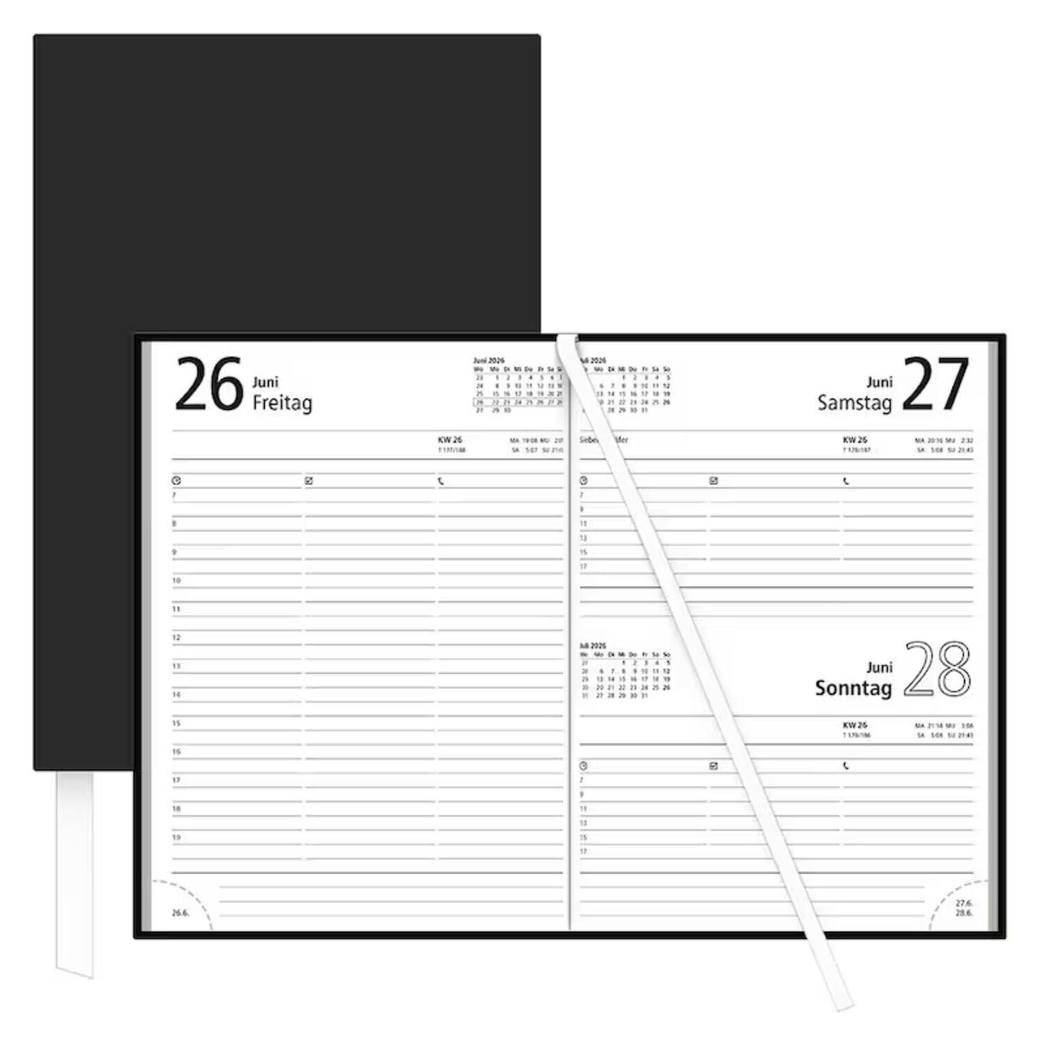 ZETTLER KALENDER Buchkalender Tagesplaner 2026 schwarz, 1 St.