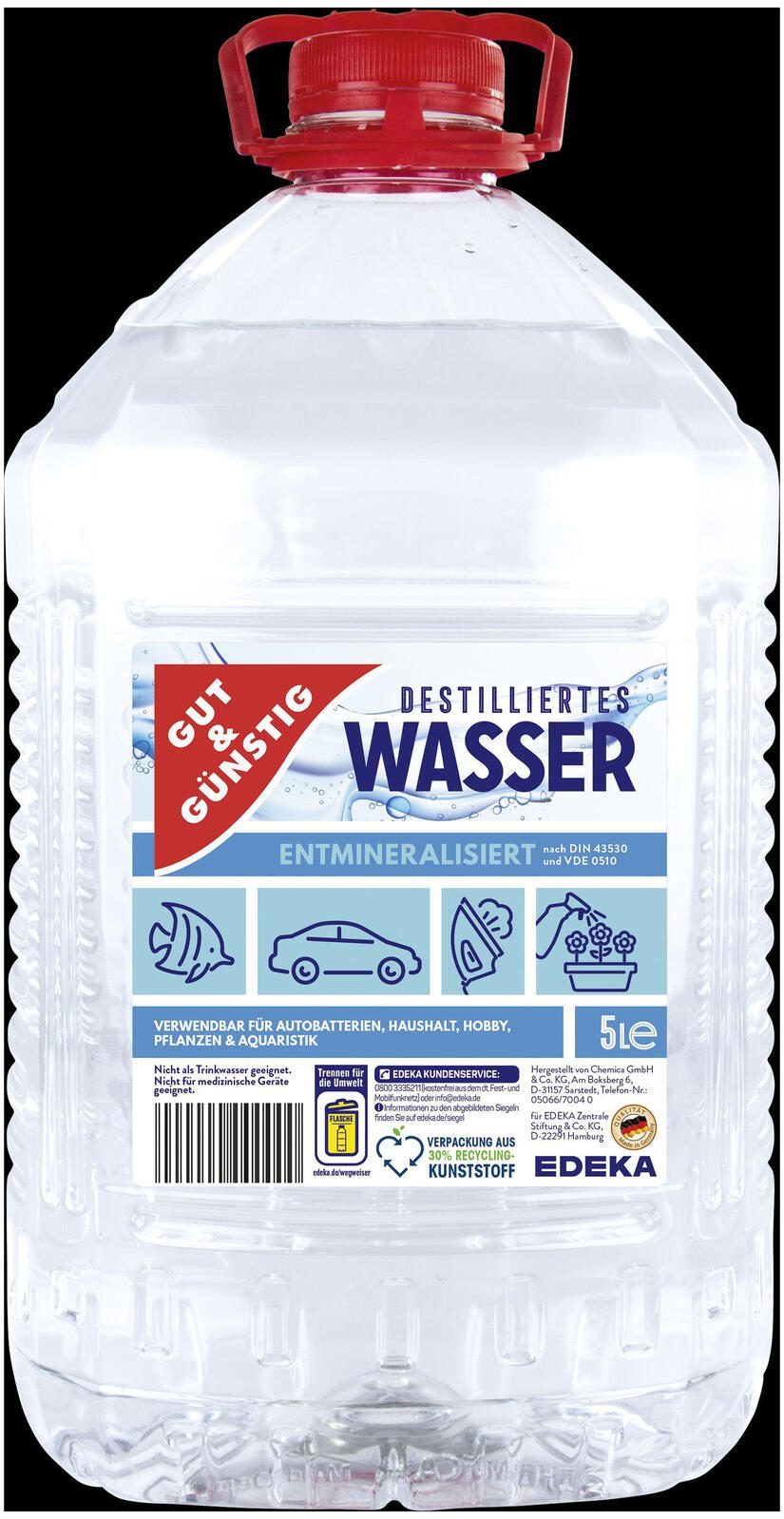 GUT&GÜNSTIG Destilliertes Wasser 3x 5 l
