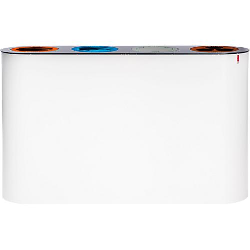 Lune Abfalltrennsystem Split, verzinkter Stahl, 4 Abfallstr?me, 38 l, farbige Ablaufringe, B 1280 x T 300 x H 710 mm, wei?/anthrazit