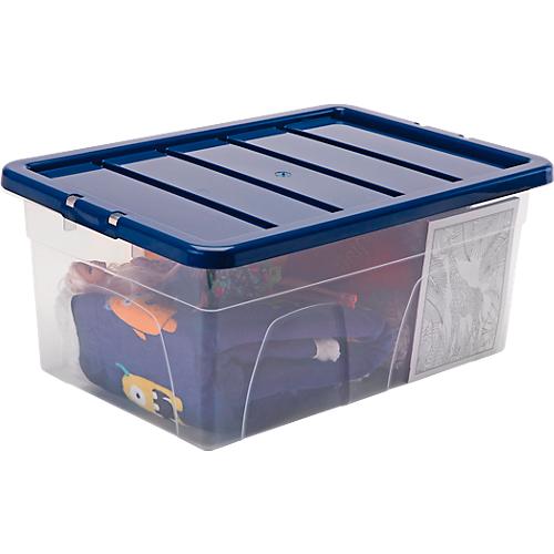Aufbewahrungsbox Fellowes BANKERS BOX, Volumen 38 l, stapelbar, Deckel mit Klippverschluss, L 560 x B 370 x H 250 mm Polypropylen, transparent-dunkelblau