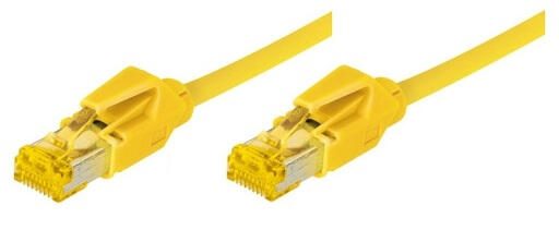 Tecline Patchkabel Cat. 6A (ISO/IEC), S/FTP, halogenfrei, mit Rastnasenschutz, gelb, 0,3 m