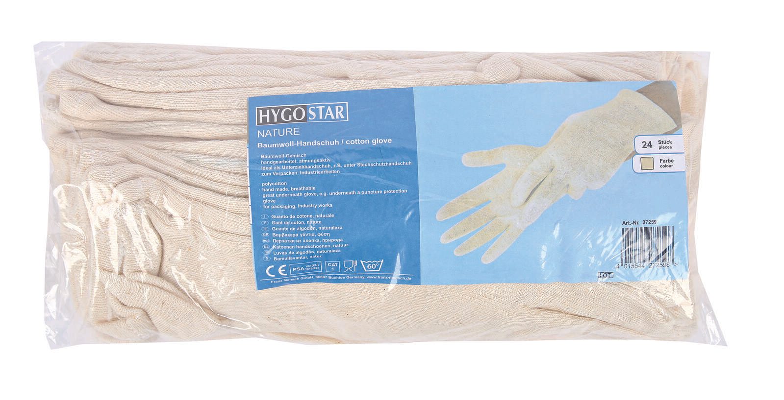 HYGOSTAR Arbeitshandschuhe Nature 7 weiß