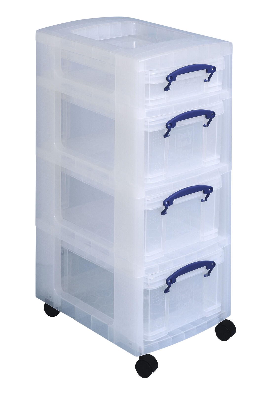 Really Useful Box Aufbewahrungsbox 1x 4,0 l + 3x 9,0 l – 30,0 x 42,0 x 73,0 cm transparent