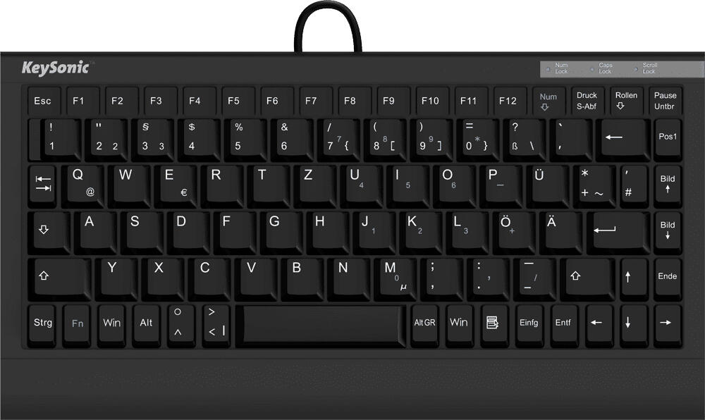 KeySonic ACK-595C+ kabelgebundene Mini Tastatur – QWERTY US – schwarz
