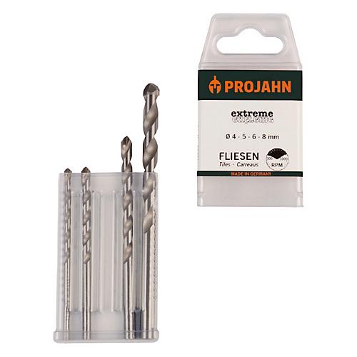 Projahn Fliesenbohrer-Set EXTREME, Hartmetall-Platte, 4-teilig, zylindrischer Schaft, ? 4-5-6-8 mm