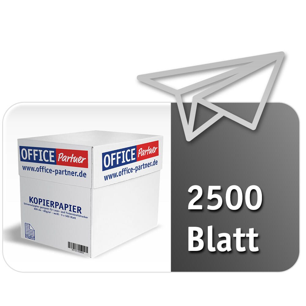 OFFICE Partner Premium Kopierpapier, weiß – DIN A4 80g/m² – 2.500 Blatt