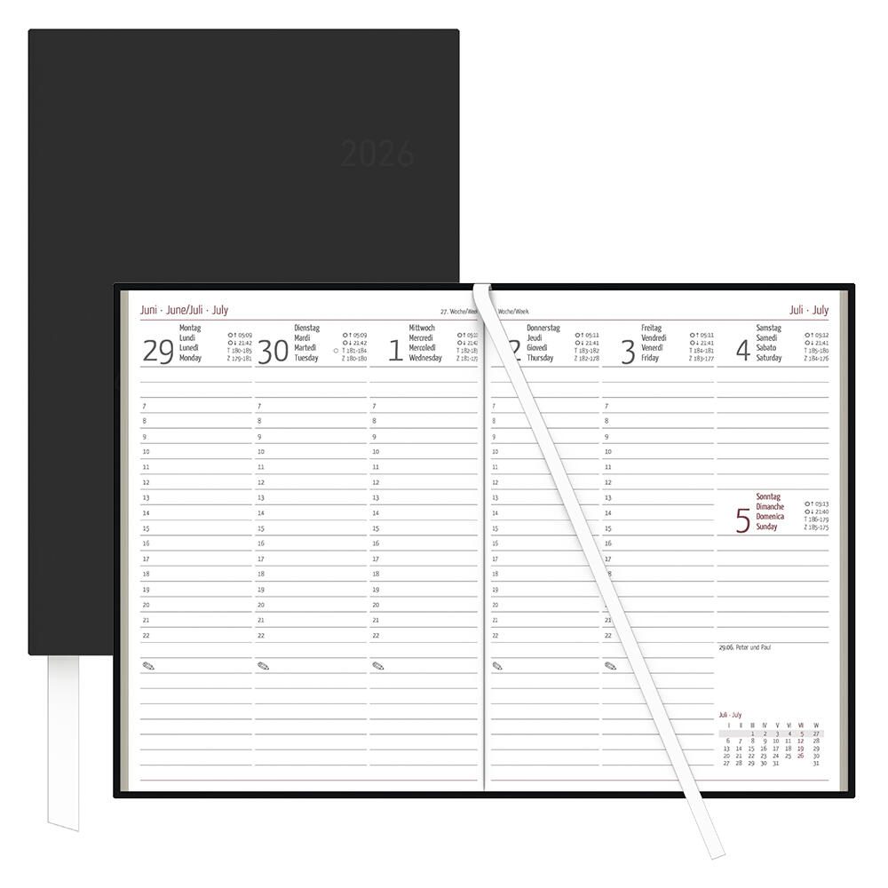 ZETTLER KALENDER Buchkalender Wochenplaner 2026 schwarz, 1 St.