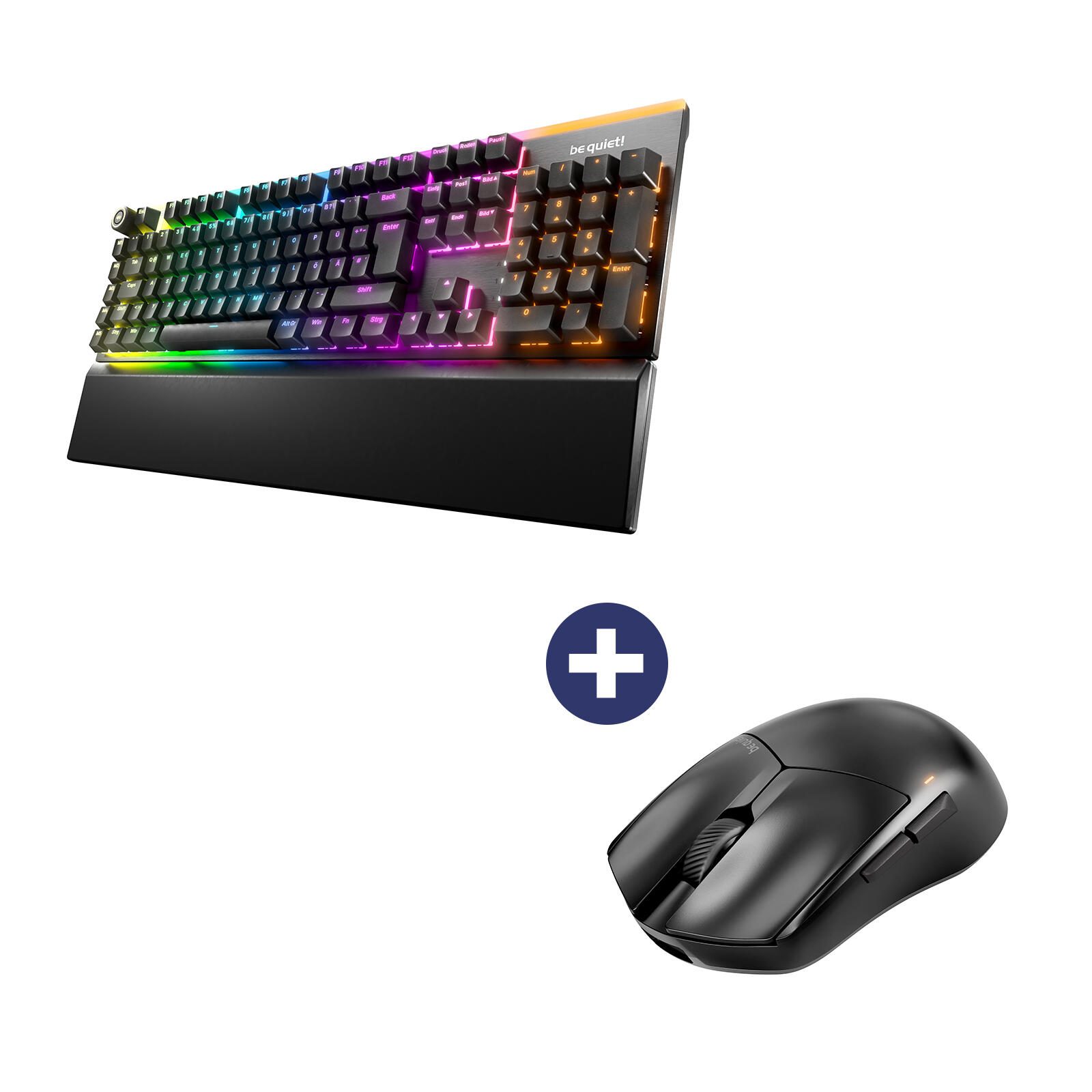 Be Quiet Maus Dark Perk Sym + Tastatur Light Mount Silent Tactile RGB-LED