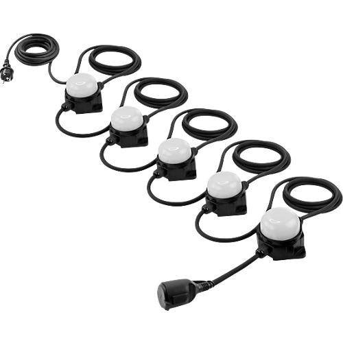 LED Arbeitsleuchtenkette Ansmann Light-Cord LC6000AC, 5 Einheiten mit jeweils 10 W, 6000 lm, 6500 K, AC-Steckdose, H?ngehaken/Montagel?cher, L?nge 14 m