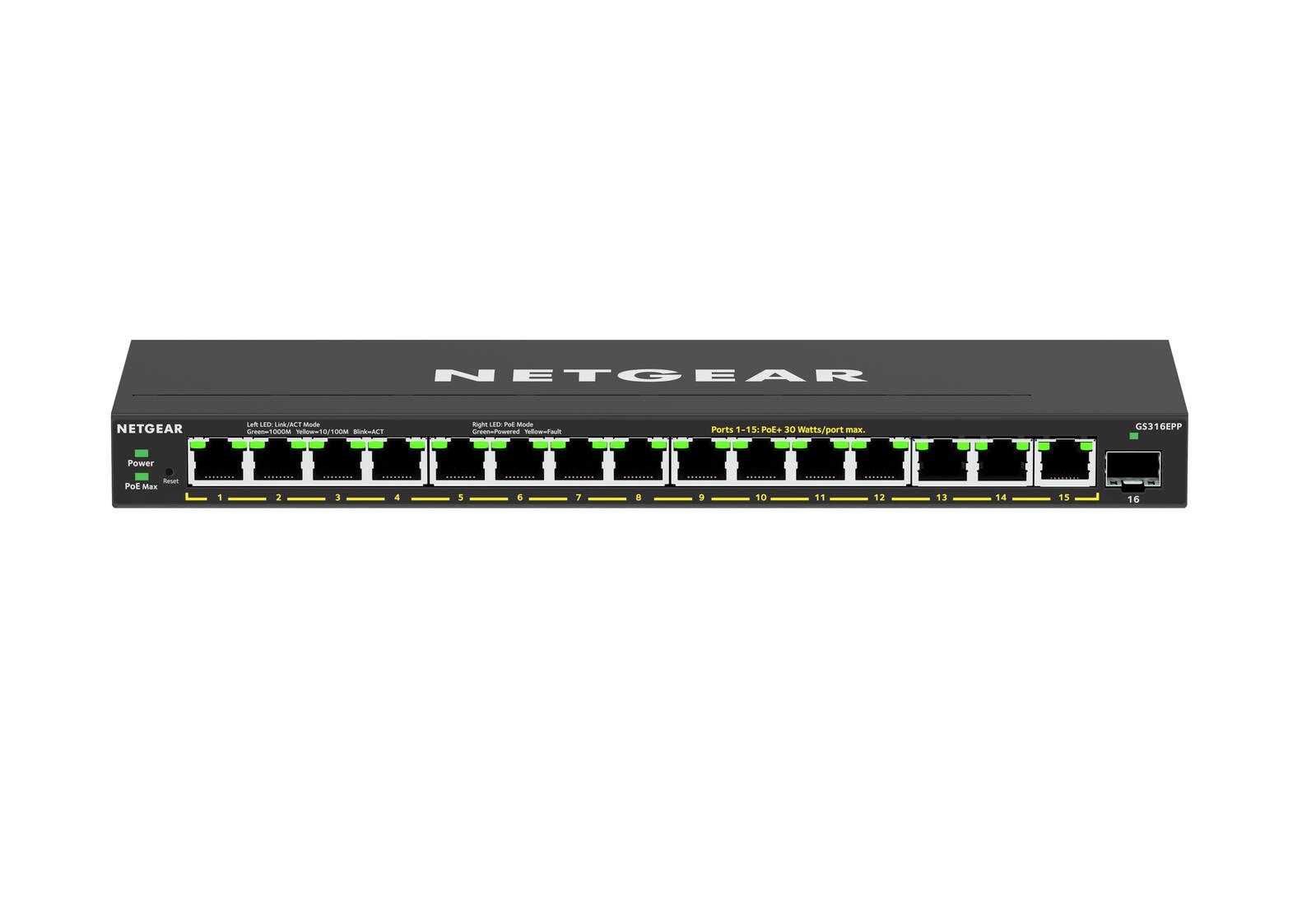 Netgear 16-Port-PoE+-Gigabit-Ethernet Easy Smart Essentials-Switch (231 W) mit 1 SFP-Port