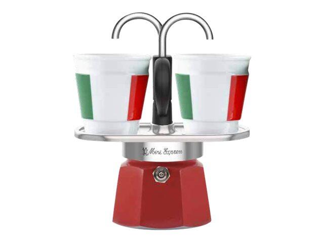 Bialetti Mini Express – Espressokocher-Set – rot + 2 Becher in Italia-Design