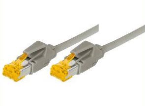 Tecline Patchkabel Cat. 6A (ISO/IEC), S/FTP, halogenfrei, mit Rastnasenschutz, grau, 1,5 m