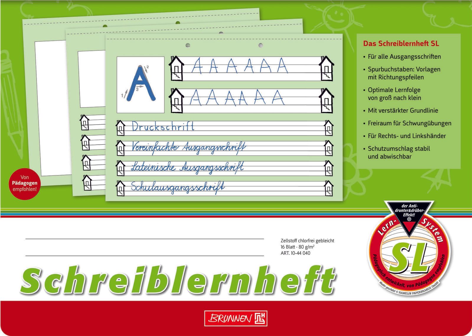 BRUNNEN Schreiblernheft DIN A4 quer 16 Blatt