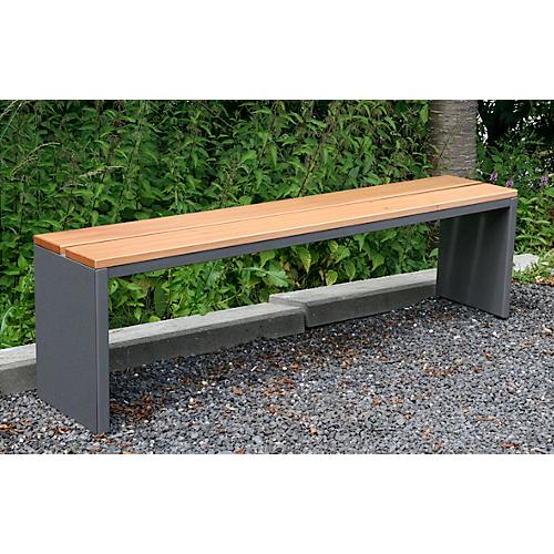 Parkbank, Edelstahl/Garapaholz, witterungsbest?ndig, B 2000 x T 300 x H 400 mm, moonstone-grau