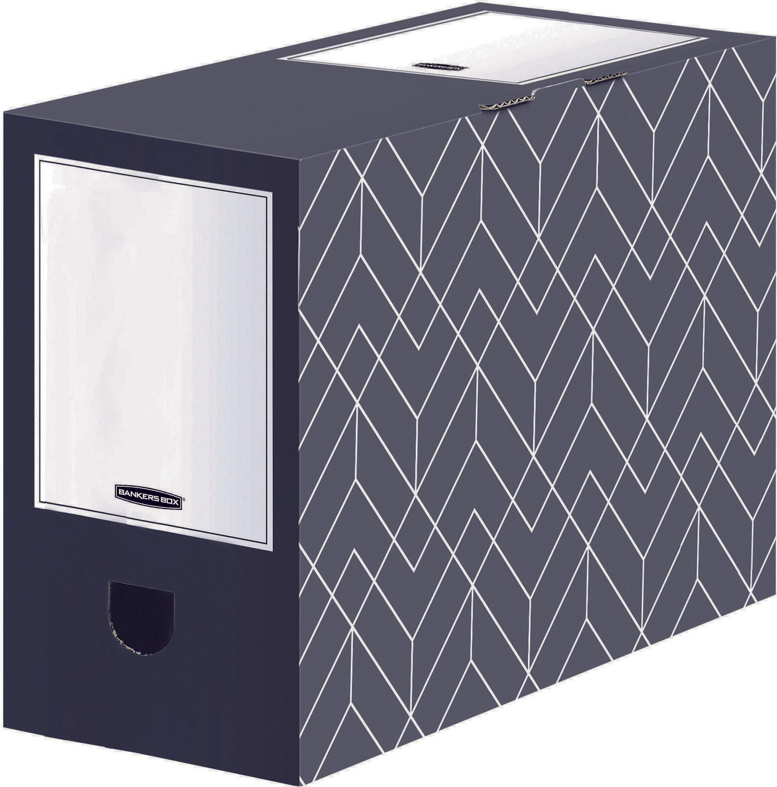 5 Bankers Box Archivboxen Bankers Box Décor Serie mitternachtsblau/weiß 15,0 x 34,5 x 25,3 cm